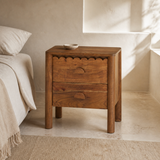 Matera Solid Timber Bedside Table in a premium Mediterranean bedroom