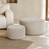 Matera two-piece round ottoman set in a premium Mediterranean living room