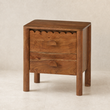 Matera Solid Timber Bedside Table in a warm beige Elara studio