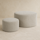 Matera two-piece round ottoman set in a warm beige Elara studio