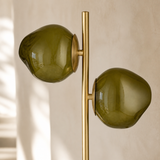 Stella Natural Lamp — olive glass and brass detail