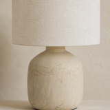 Tahiti Lamp — linen and mineral finish detail