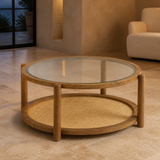 Spoleto Oak & Jute Coffee Table — evening lifestyle