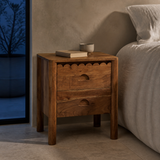 Matera Solid Timber Bedside Table in a refined evening bedroom