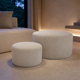 Matera two-piece round ottoman set in a refined evening living room
