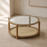 Spoleto Oak & Jute Coffee Table — alternate elevated angle