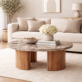 Aurelia Marble & Curved Acacia Coffee Table