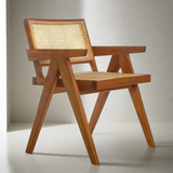 Elba Nordic Rattan & Wood Dining Chair - Natural Brown Colour