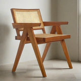 Elba Nordic Rattan & Wood Dining Chair - Natural Brown Colour