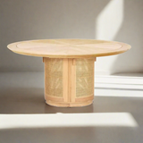 Évora Wood & Rattan Round Dining Table with Storage