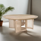 Évora Wood & Rattan Round Dining Table with Storage