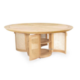 Évora Wood & Rattan Round Dining Table with Storage