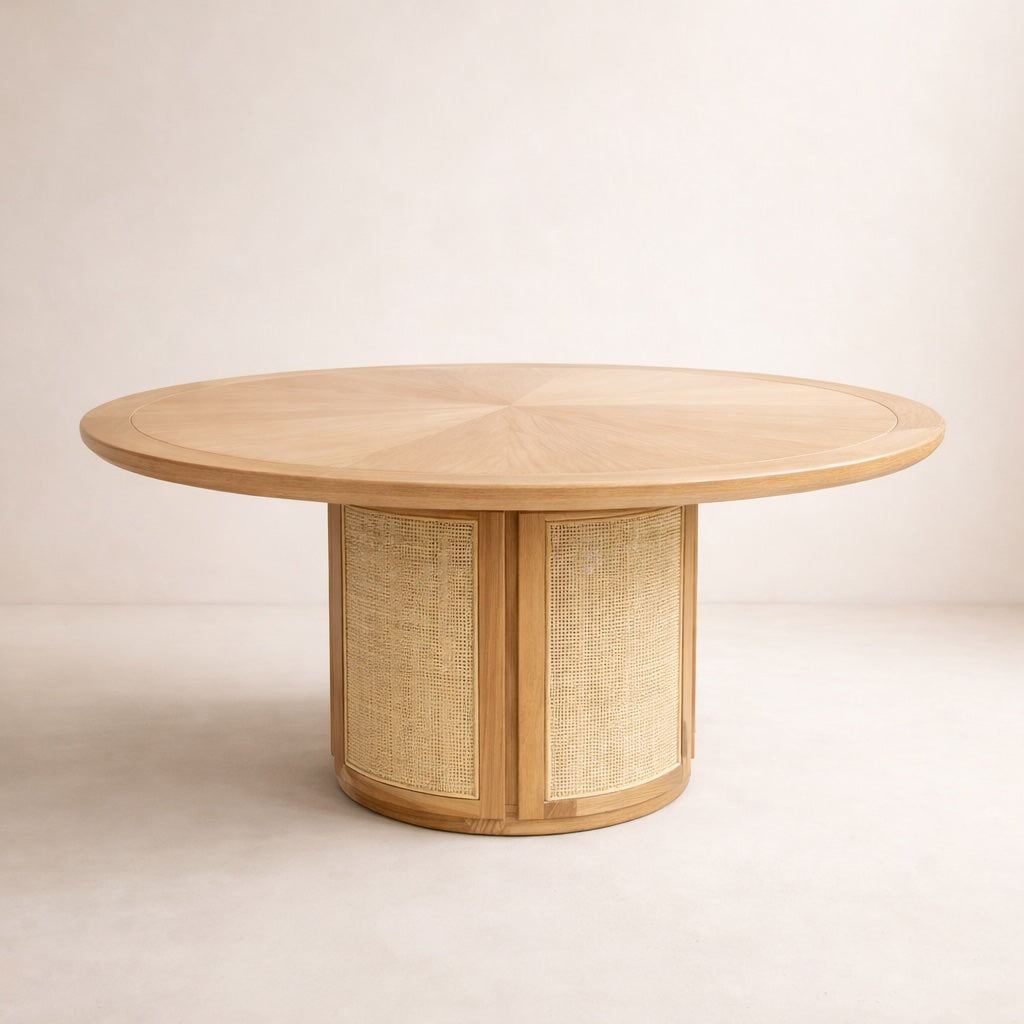 Évora Rattan Round Dining Table Ready Ship | MHD – My Home Design