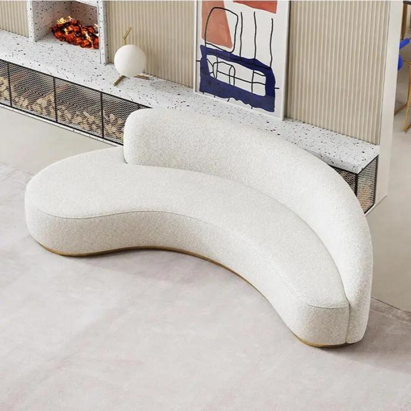 Isola Boucle & Linen Curved Sofa