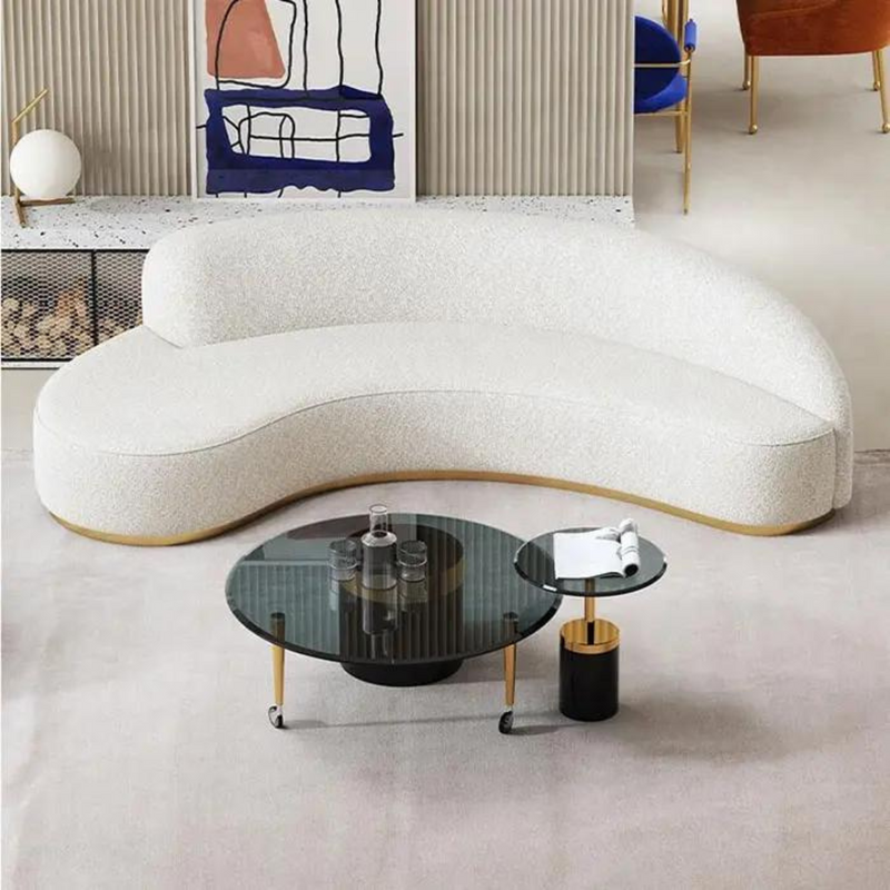 Isola Boucle & Linen Curved Sofa