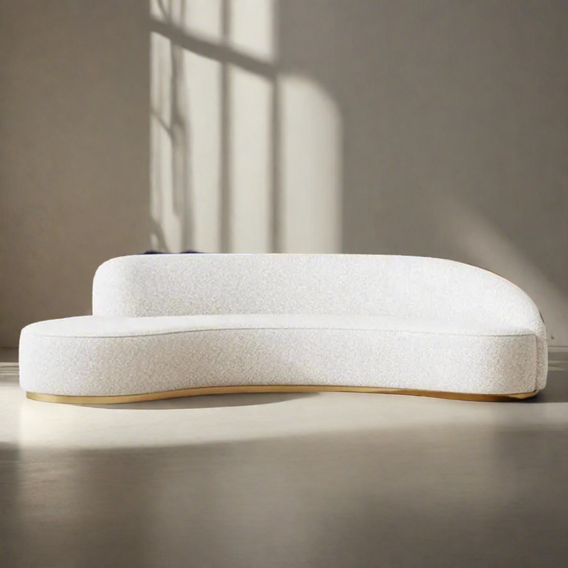 Isola Boucle & Linen Curved Sofa