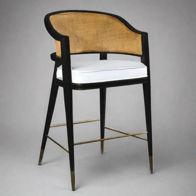 Levanto Kitchen Bar Stool Chairs - Wooden & Rattan