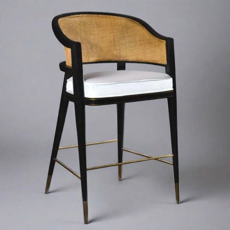 Levanto Kitchen Bar Stool Chairs - Wooden & Rattan