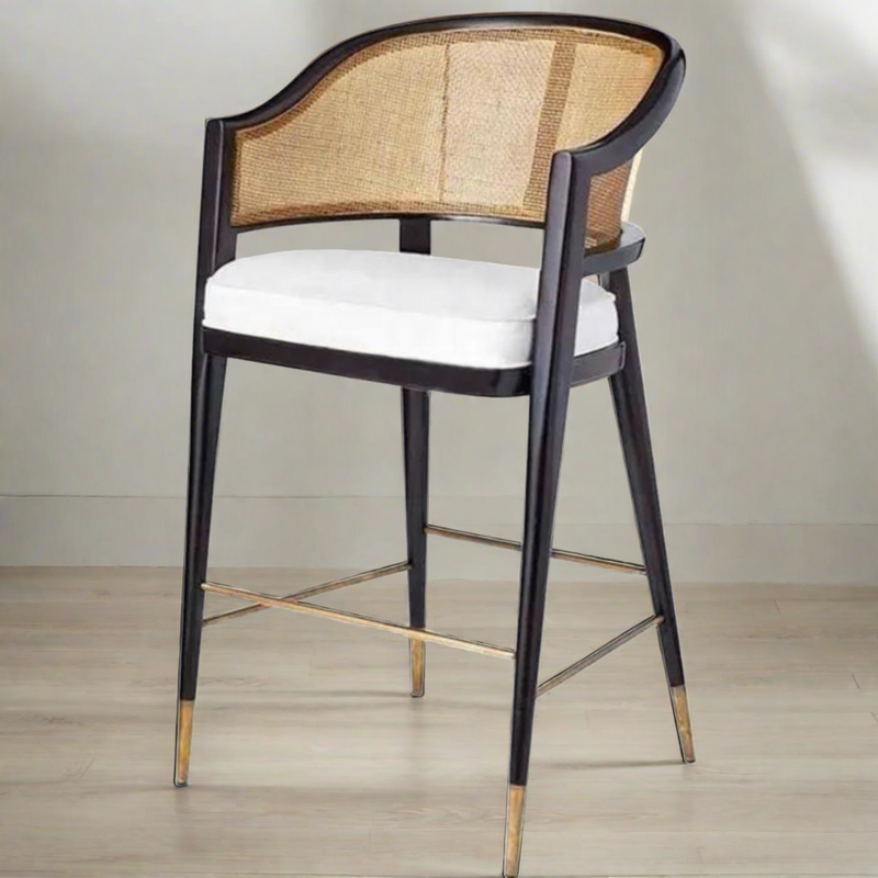 Levanto Kitchen Bar Stool Chairs - Wooden & Rattan