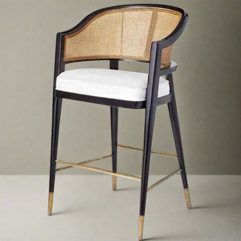 Levanto Kitchen Bar Stool Chairs - Wooden & Rattan