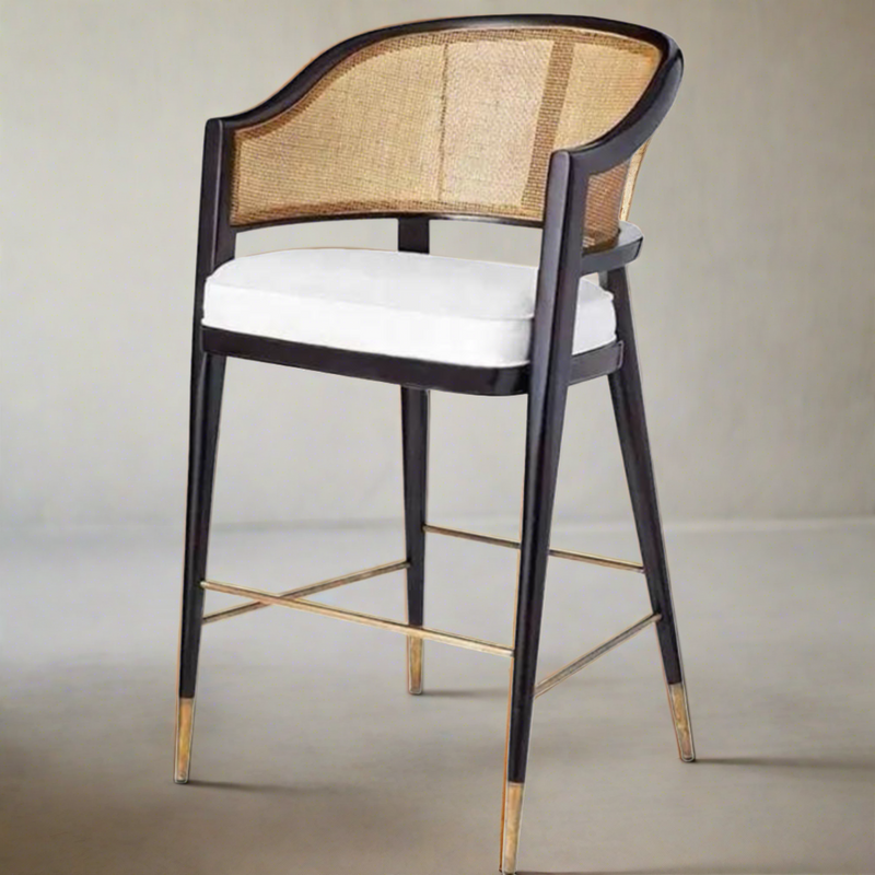 Levanto Kitchen Bar Stool Chairs - Wooden & Rattan