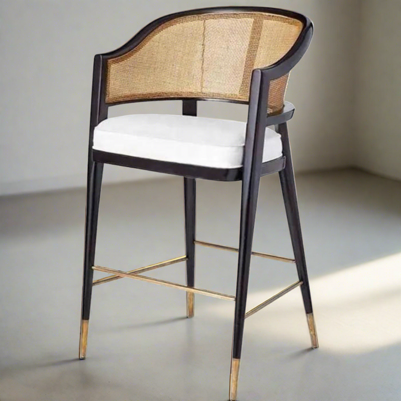 Levanto Kitchen Bar Stool Chairs - Wooden & Rattan