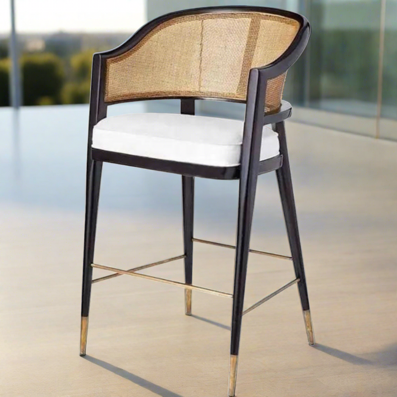 Levanto Kitchen Bar Stool Chairs - Wooden & Rattan