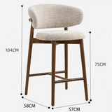 Martina Nordic Wood Dining Kitchen Bar Stool