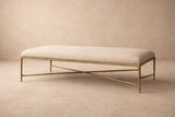 Milano Golden Forged Iron Frame Beige Fabric Ottoman