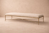 Milano Golden Forged Iron Frame Beige Fabric Ottoman
