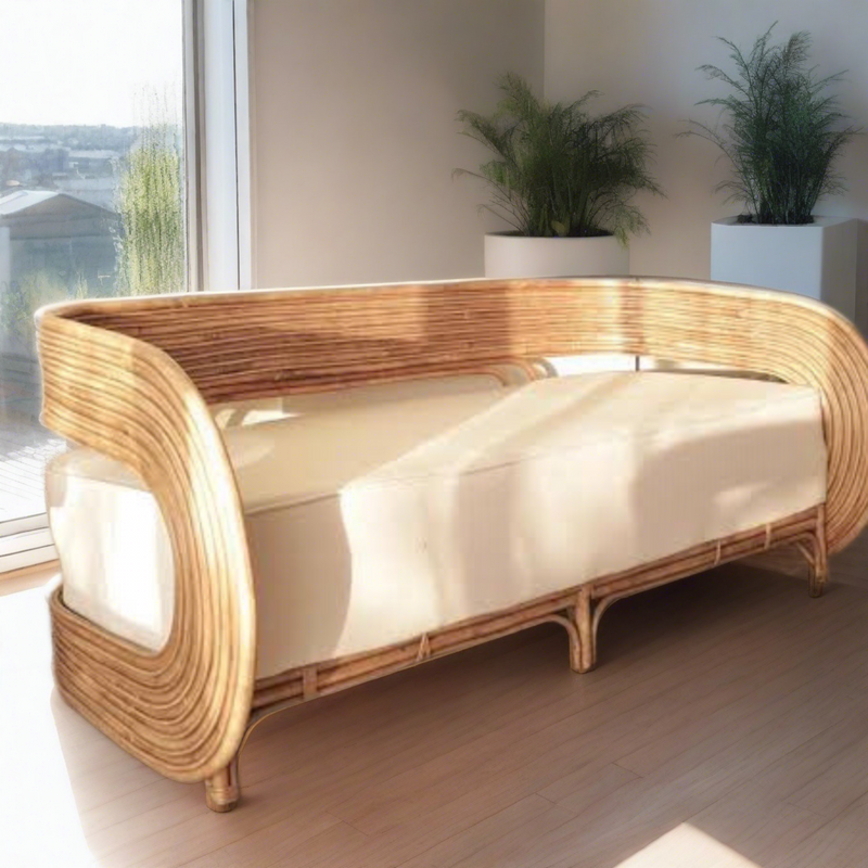 Monet Rattan Cane Curved Sofa Two Seaters
