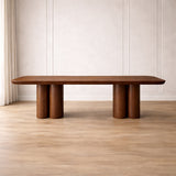 Monsanto Rounded Corner Rectangular Shape Wood Dining Table