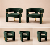 Monterosso Velvet Accent Arm Dining Chair – Dark Green – Ready to Ship