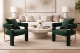 Monterosso Velvet Accent Arm Dining Chair – Dark Green – Ready to Ship