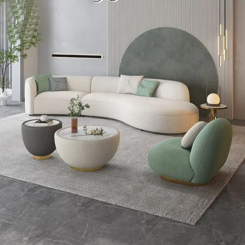 Plugia Boucle & Linen Curved Sofa
