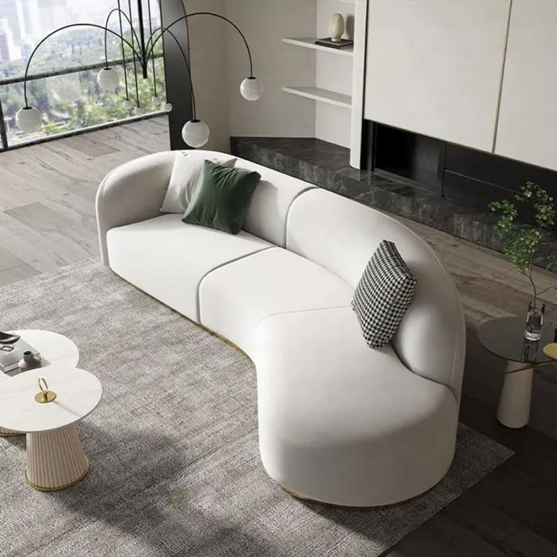 Plugia Boucle & Linen Curved Sofa