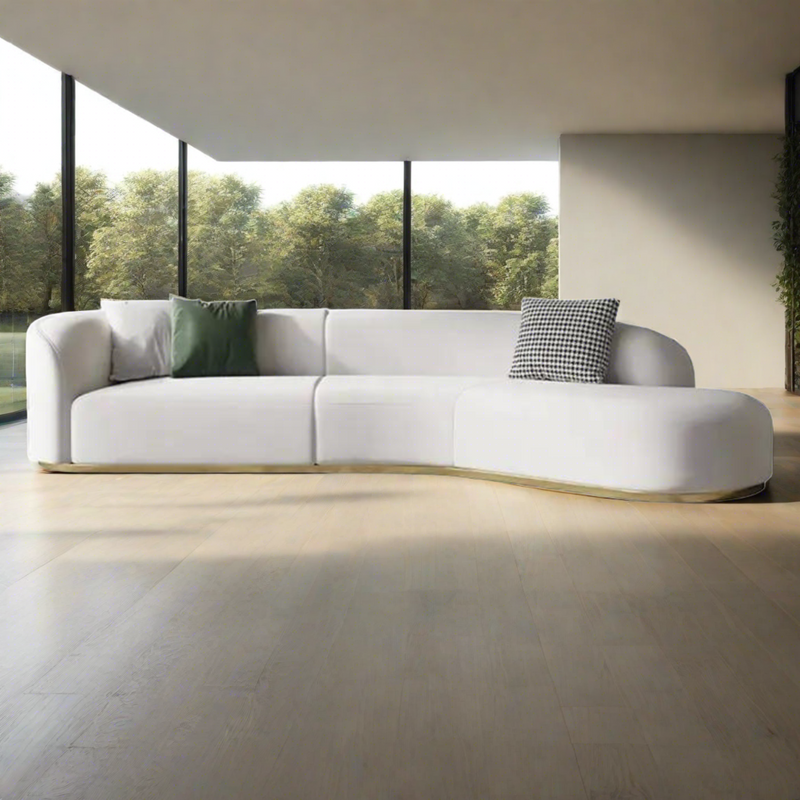 Plugia Boucle & Linen Curved Sofa