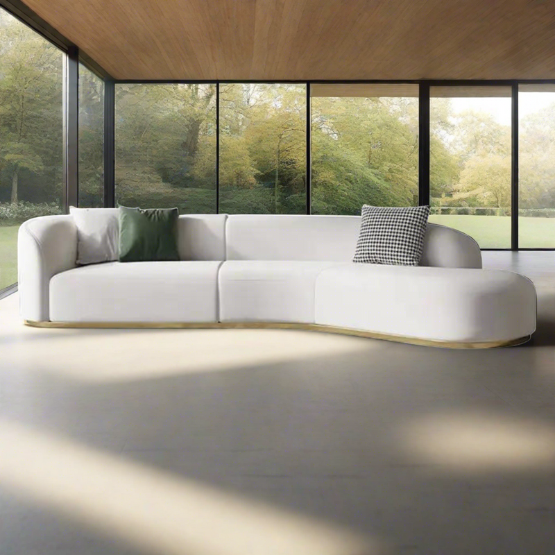 Plugia Boucle & Linen Curved Sofa