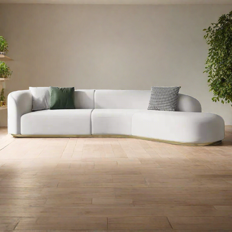 Plugia Boucle & Linen Curved Sofa