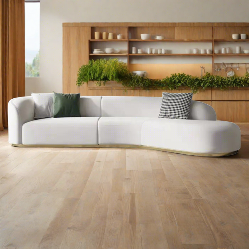 Plugia Boucle & Linen Curved Sofa