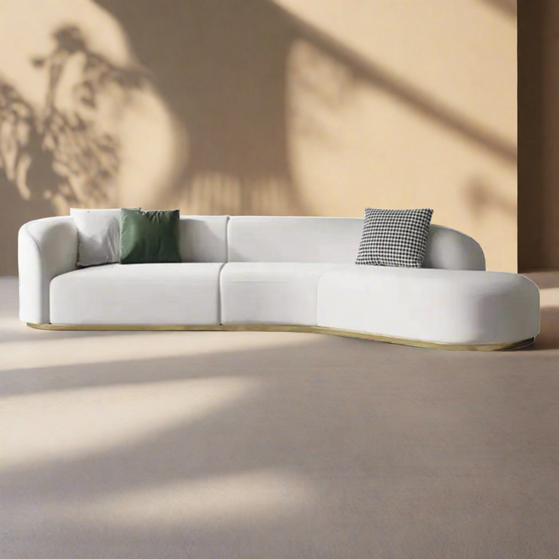 Plugia Boucle & Linen Curved Sofa