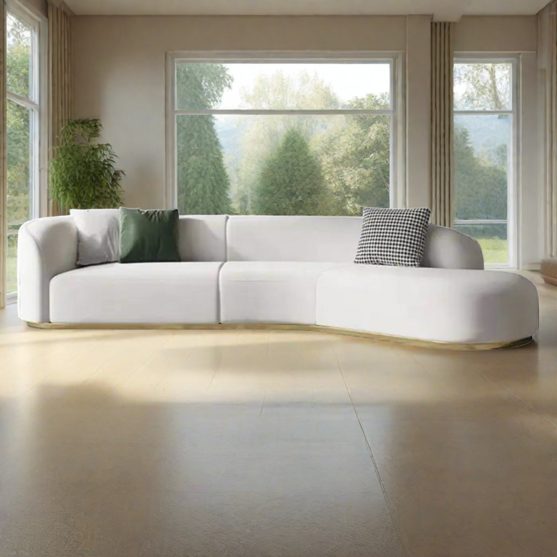 Plugia Boucle & Linen Curved Sofa