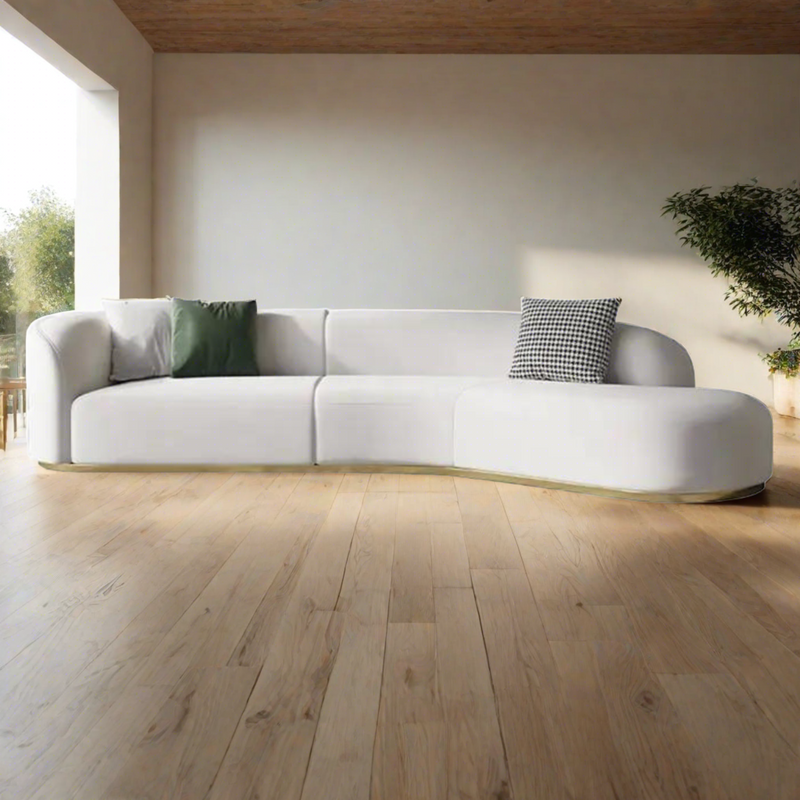 Plugia Boucle & Linen Curved Sofa