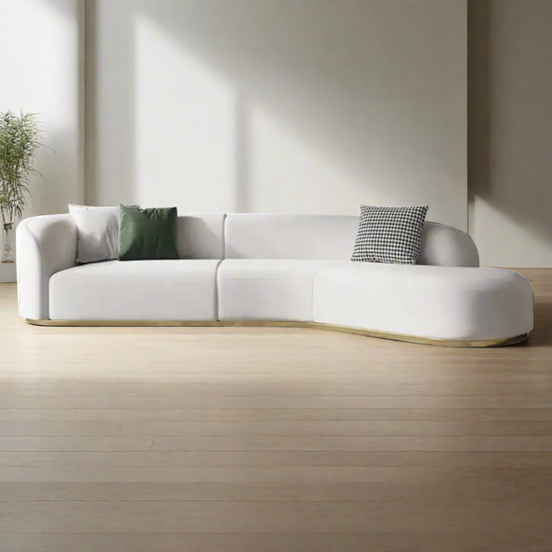 Plugia Boucle & Linen Curved Sofa