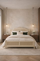 Queen Victoria Bed | King Size | Beige -  Ready to Ship