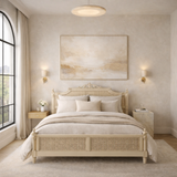Queen Victoria Bed | King Size | Beige -  Ready to Ship