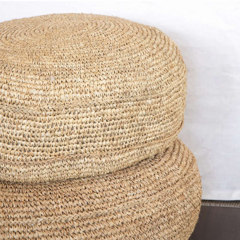 Tidal Occasional Indoor and Outdoor Rattan Floor Pouf & Side Table