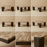 Valencia Noir Marble & Mango Wood Coffee Table – 100 cm