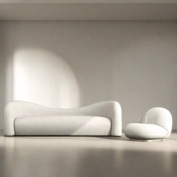 Velvienne Linen Curved Sofa - Grey