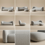 Velvienne Linen Curved Sofa - Grey